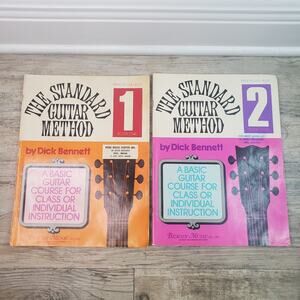 The Standard Guitar Method Book 1 & 2 by Dick Bennett WATER DAMAGED READ 1965